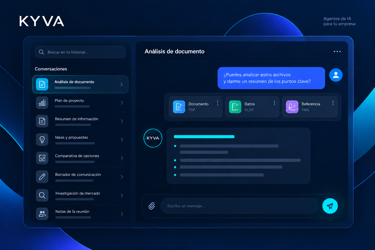 Archivos y conversaciones de KYVA